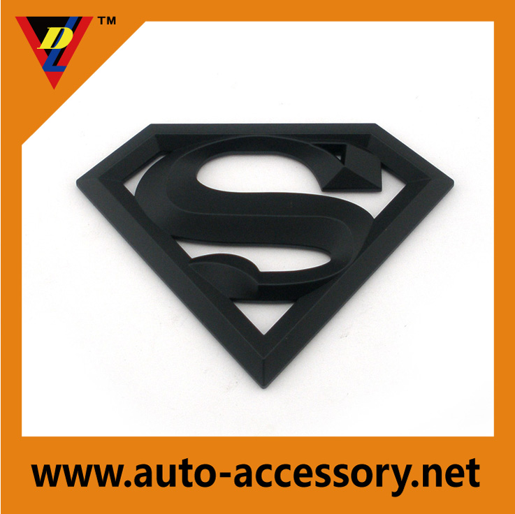 Superman Logo 3D Emblem – Glossy Black ABS – Universal Car Truck Badge