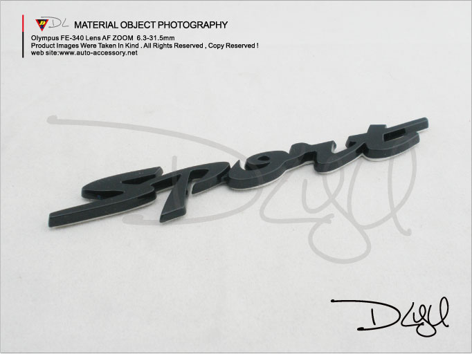 Plastic glossy black sport car emblem